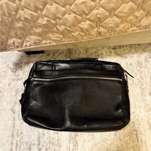 Black Shinola Leather Laptop Bag